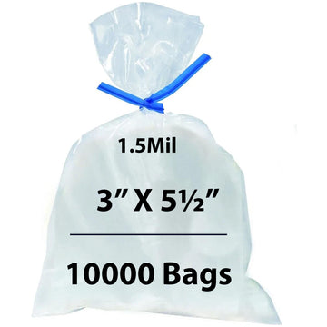 Flat clear Polypropylene Bags 1.5 Mil 3X5.5 inches 10000 Bags
